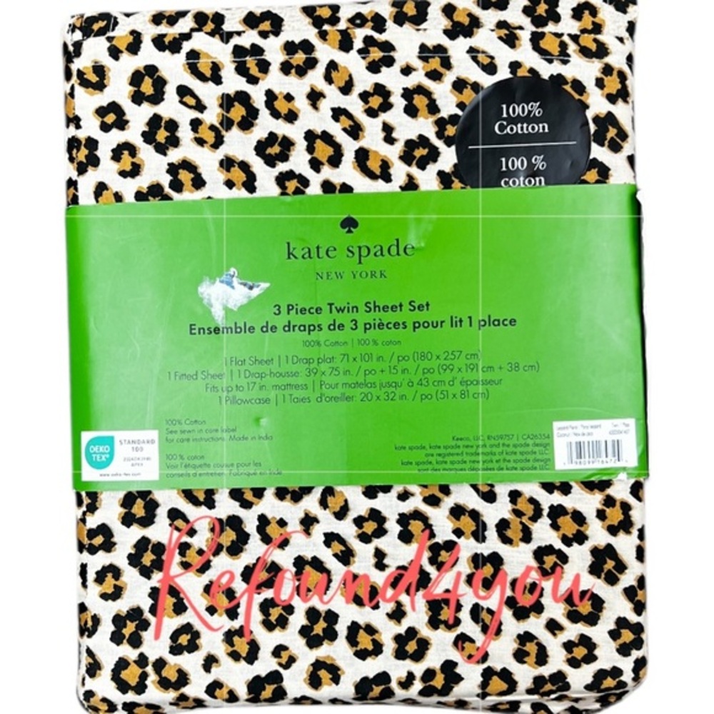 Kate Spade - ‘Leopard’ Twin Sheet Set. NWT Firm! Last one!